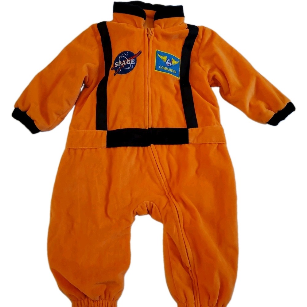 Space Astronaut One Piece Jumper 12- 18 Mos Orange Fleece Costume Halloween‎